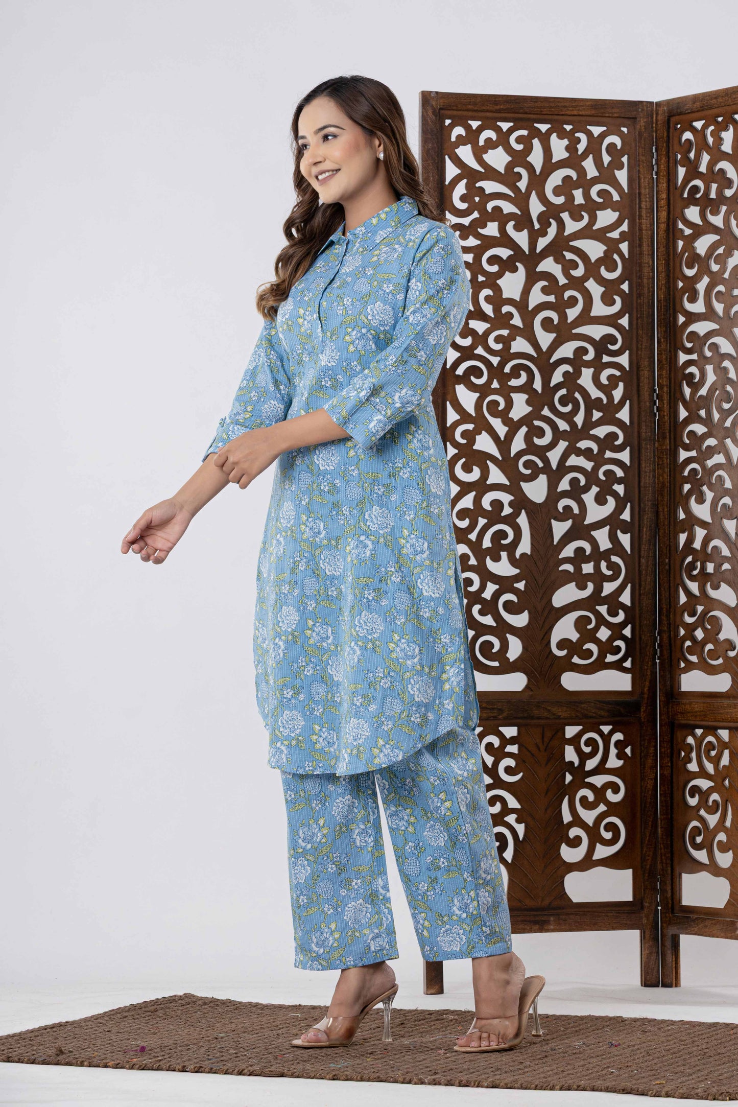 GulBloom Pastel Meadow Printed Cotton Co-Ord Set