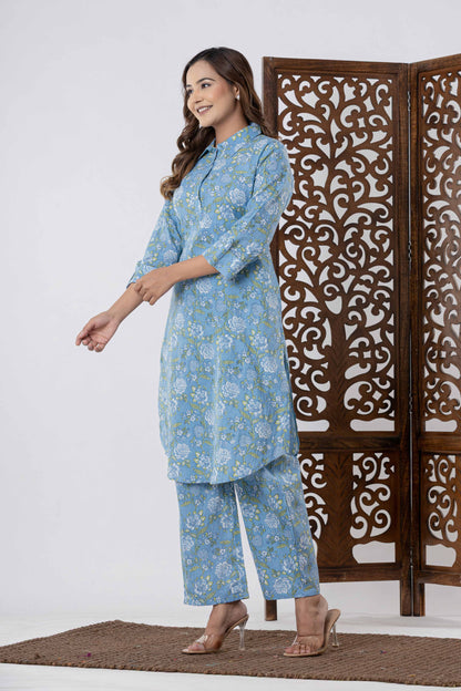 GulBloom Pastel Meadow Printed Cotton Co-Ord Set