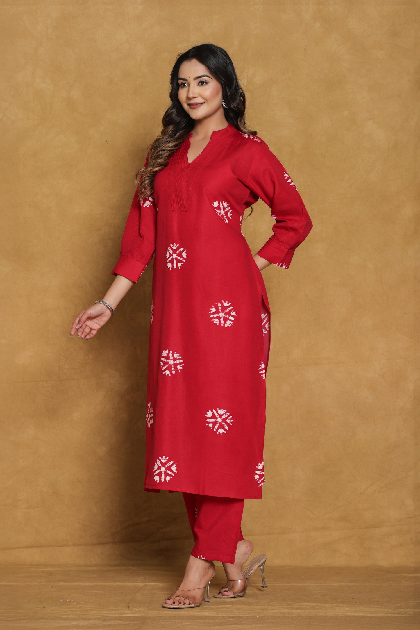 Noor Aura Crimson Motif Cotton Co-Ord Set