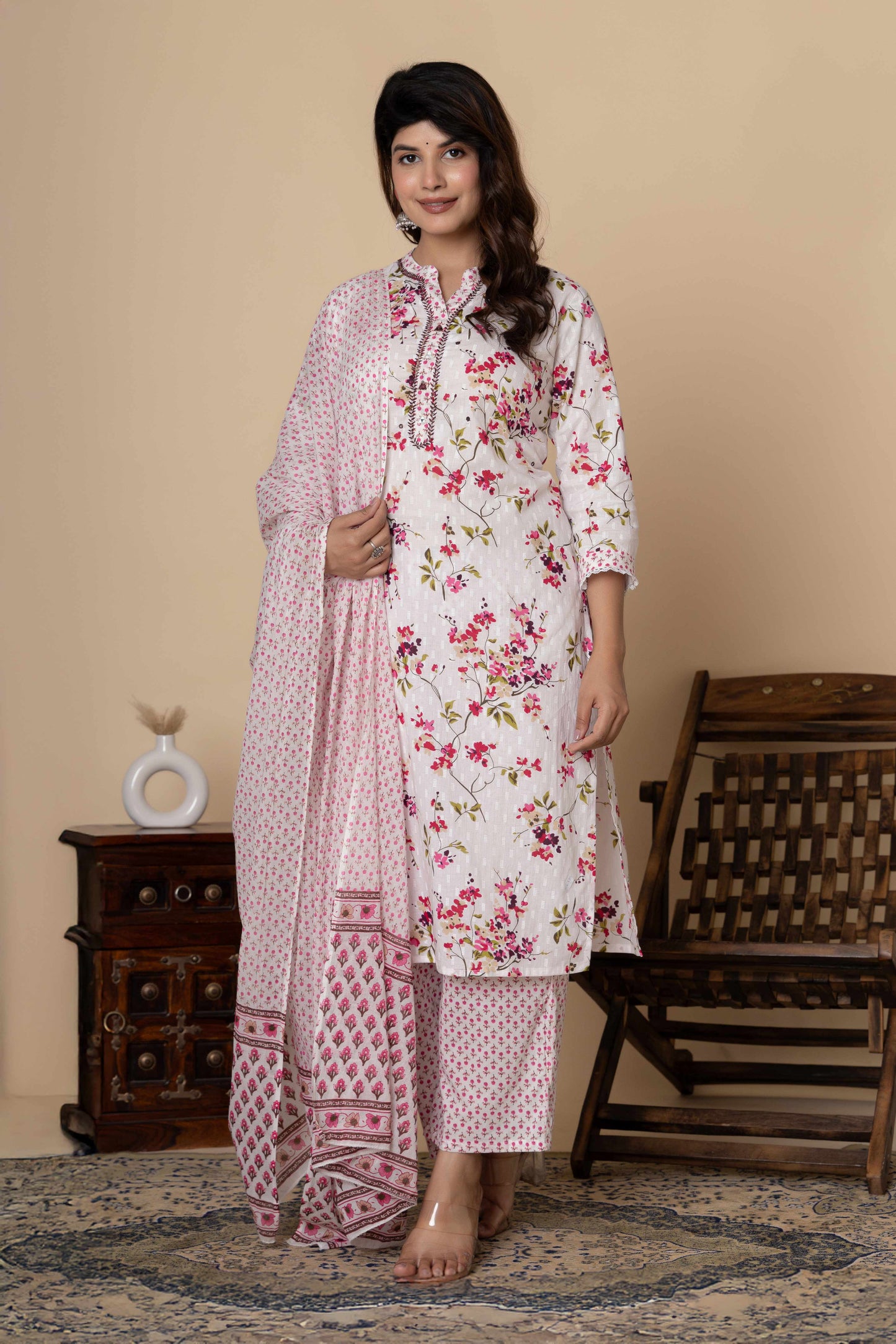 GulBloom Petal Garden Printed Cotton Kurta Set