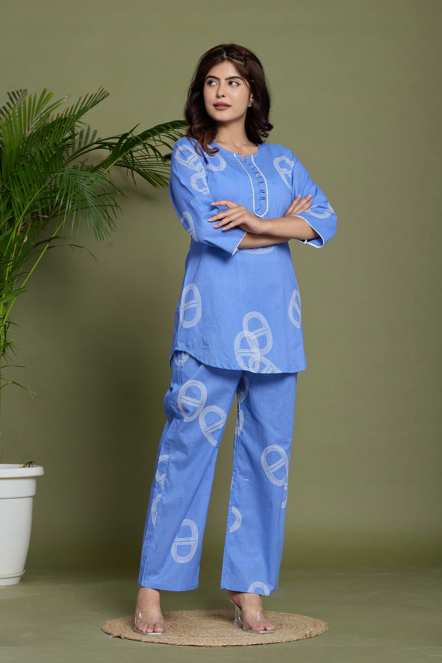 Noor Aura Sky Loop Printed Cotton Co-Ord Set