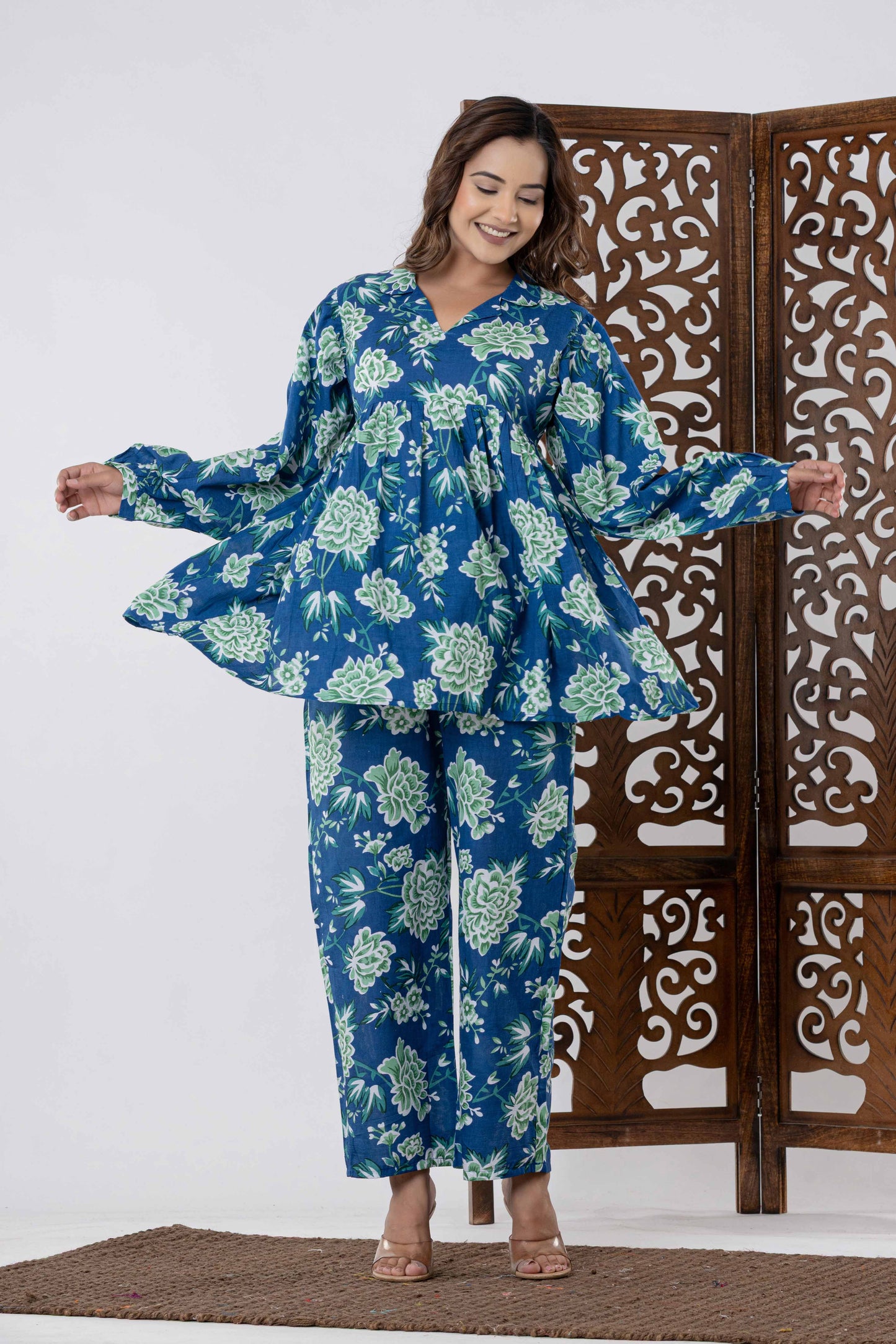 GulBloom Blossom Breeze Printed Cotton Co-Ord Set