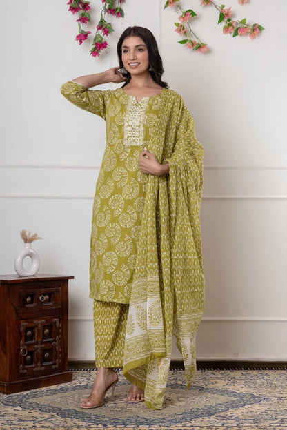Noor Aura Mandala Printed Cotton Kurta Set