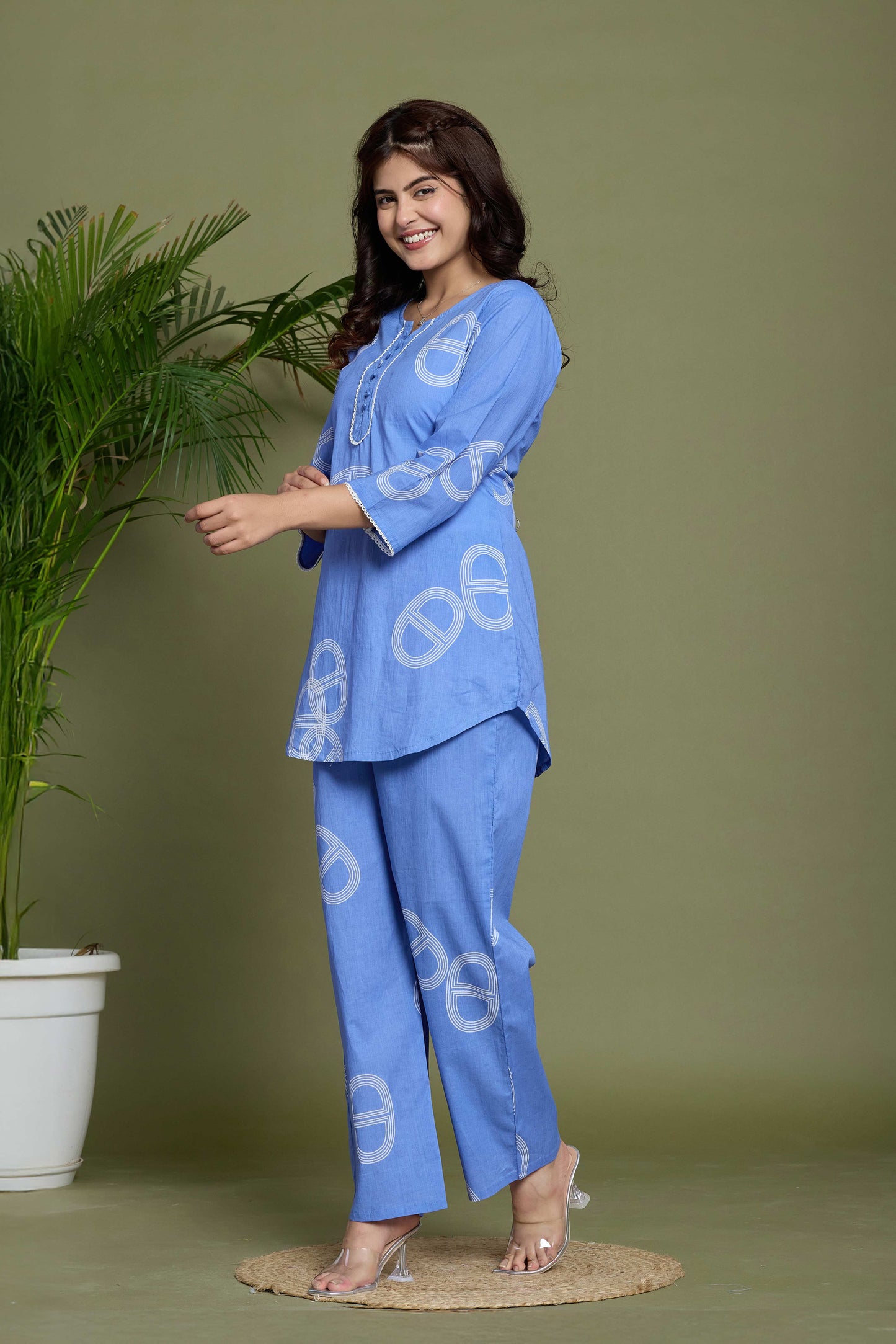 Noor Aura Sky Loop Printed Cotton Co-Ord Set