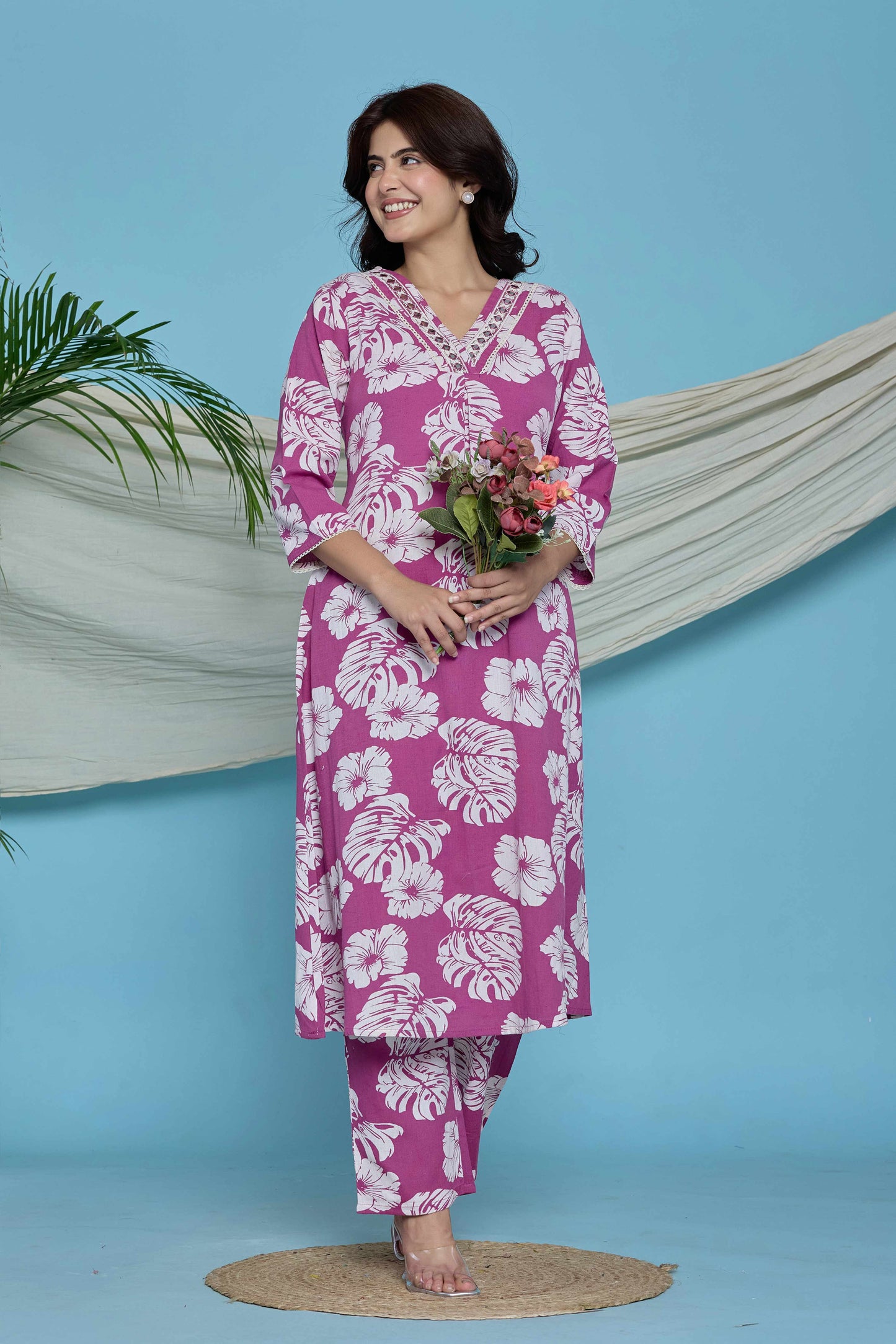 GulBloom Tropical Muse Printed Cotton Co-Ord Set