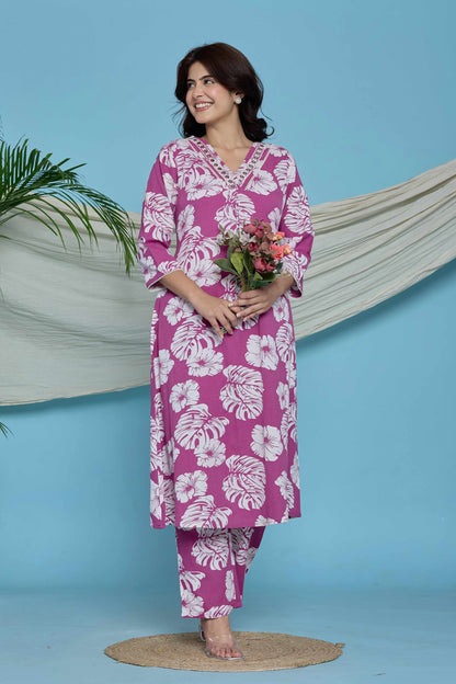 GulBloom Tropical Muse Printed Cotton Co-Ord Set