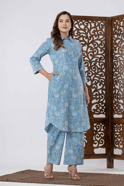 GulBloom Pastel Meadow Printed Cotton Co-Ord Set