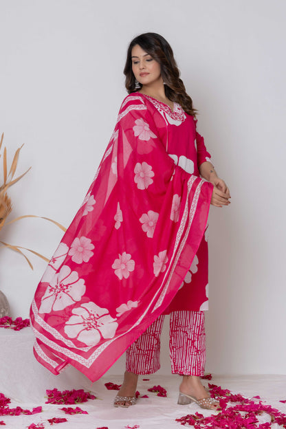 GulBloom Floral Breeze Printed Cotton Kurta Set