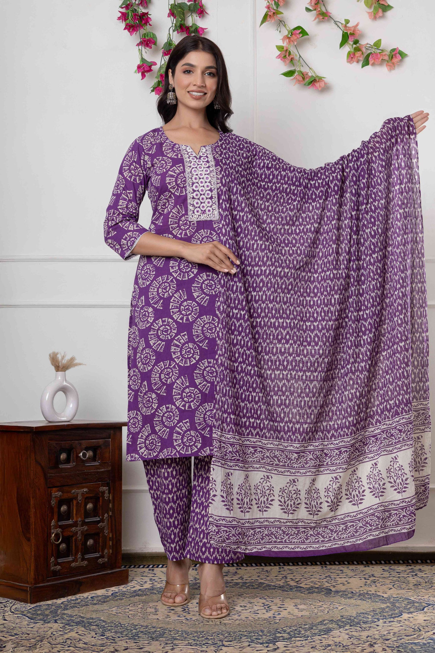 Noor Aura Mandala Printed Cotton Kurta Set