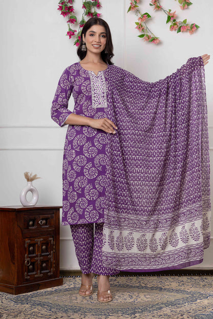 Noor Aura Mandala Printed Cotton Kurta Set