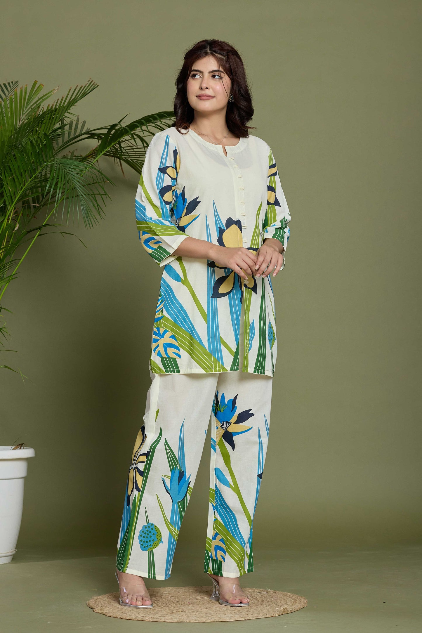 GulBloom Coastal Breeze Printed Cotton Co-Ord Set