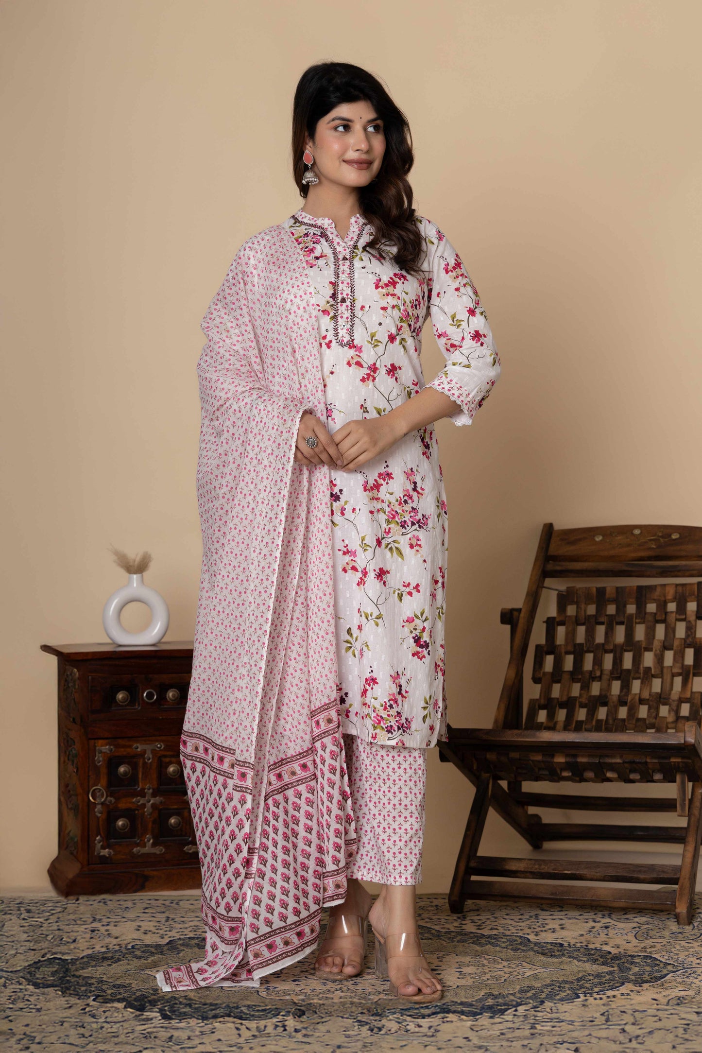 GulBloom Petal Garden Printed Cotton Kurta Set