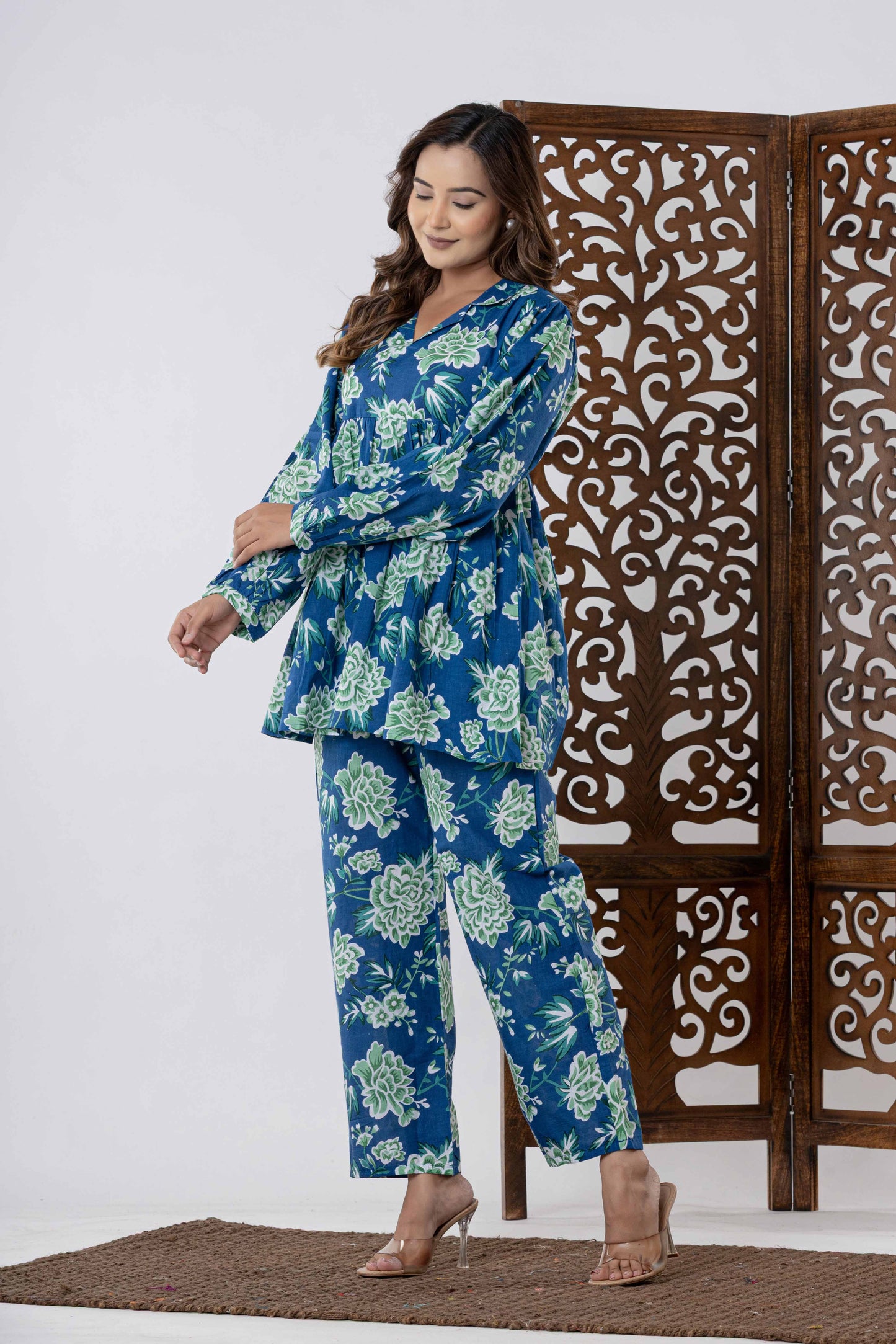 GulBloom Blossom Breeze Printed Cotton Co-Ord Set