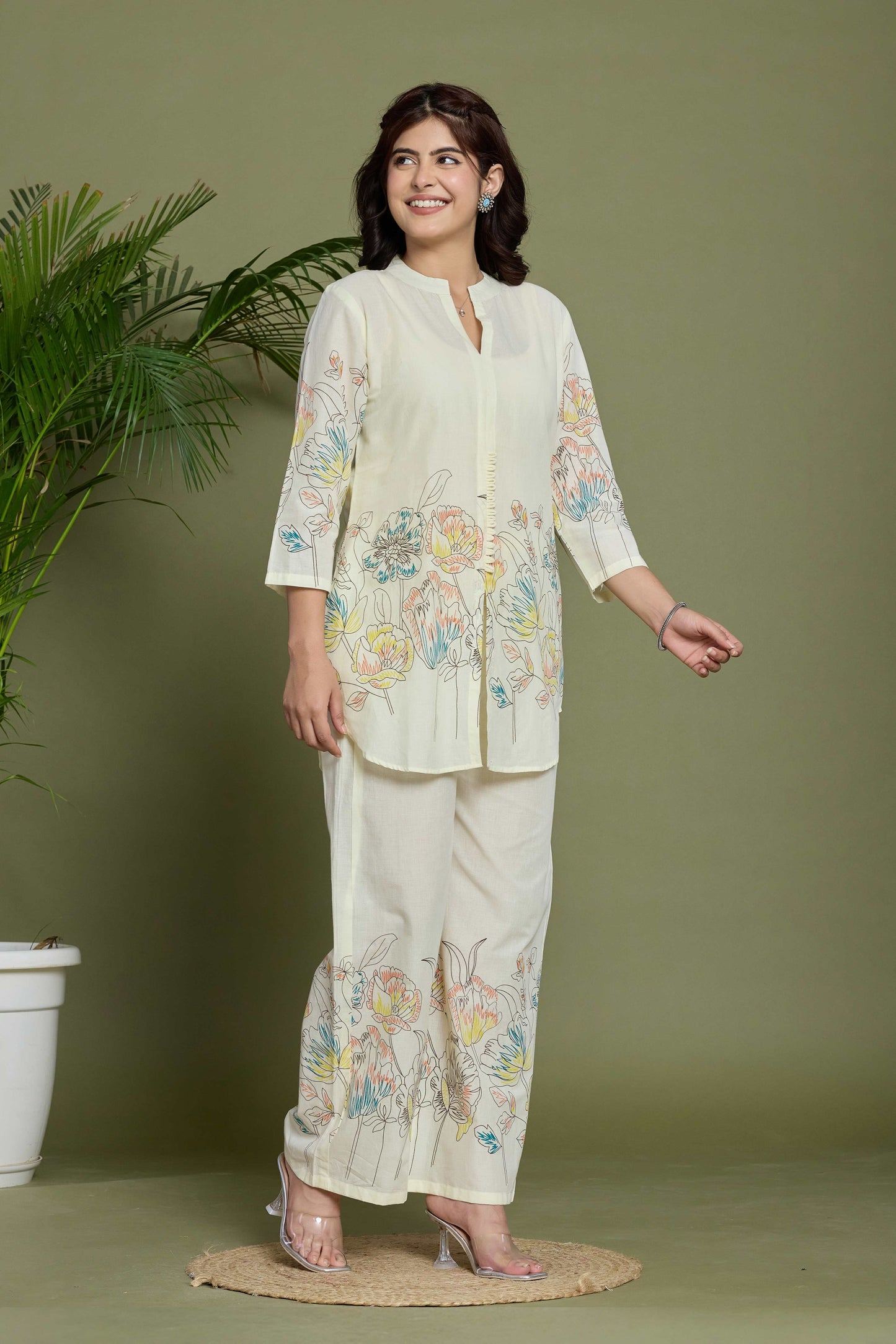 GulBloom Pastel Petal Printed Cotton Co-Ord Set