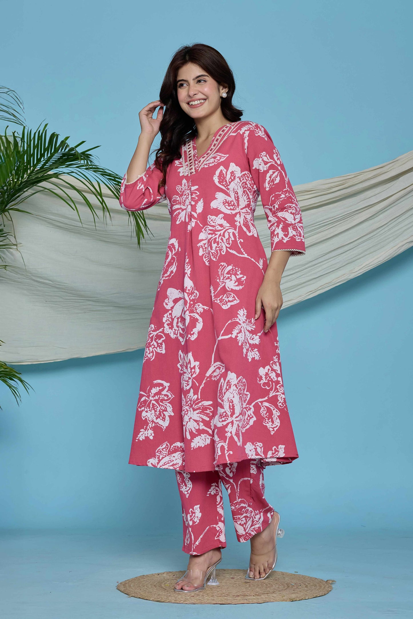 GulBloom Rose Garden Printed Cotton Co-Ord Set