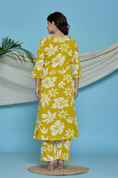 GulBloom Sunlit Blossom Printed Cotton Co-Ord Set
