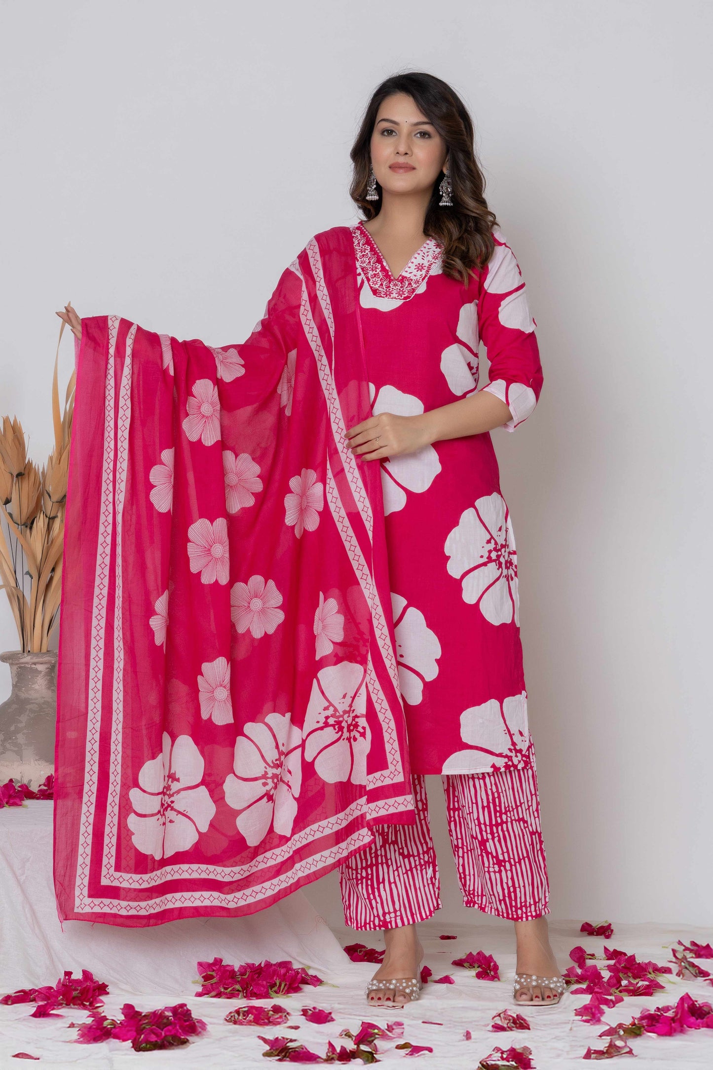 GulBloom Floral Breeze Printed Cotton Kurta Set