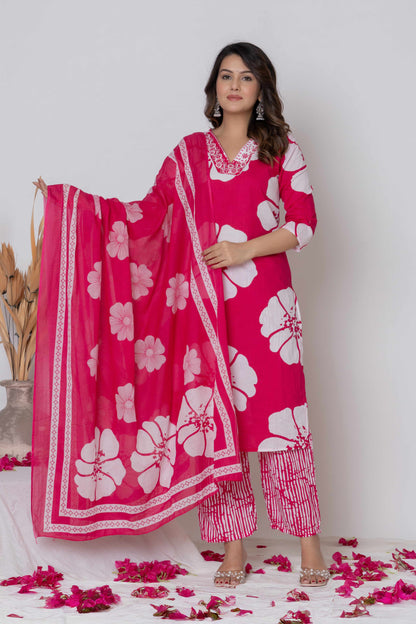 GulBloom Floral Breeze Printed Cotton Kurta Set