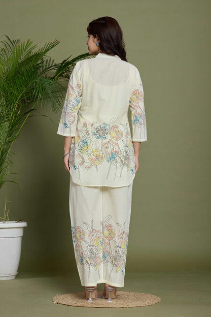 GulBloom Pastel Petal Printed Cotton Co-Ord Set