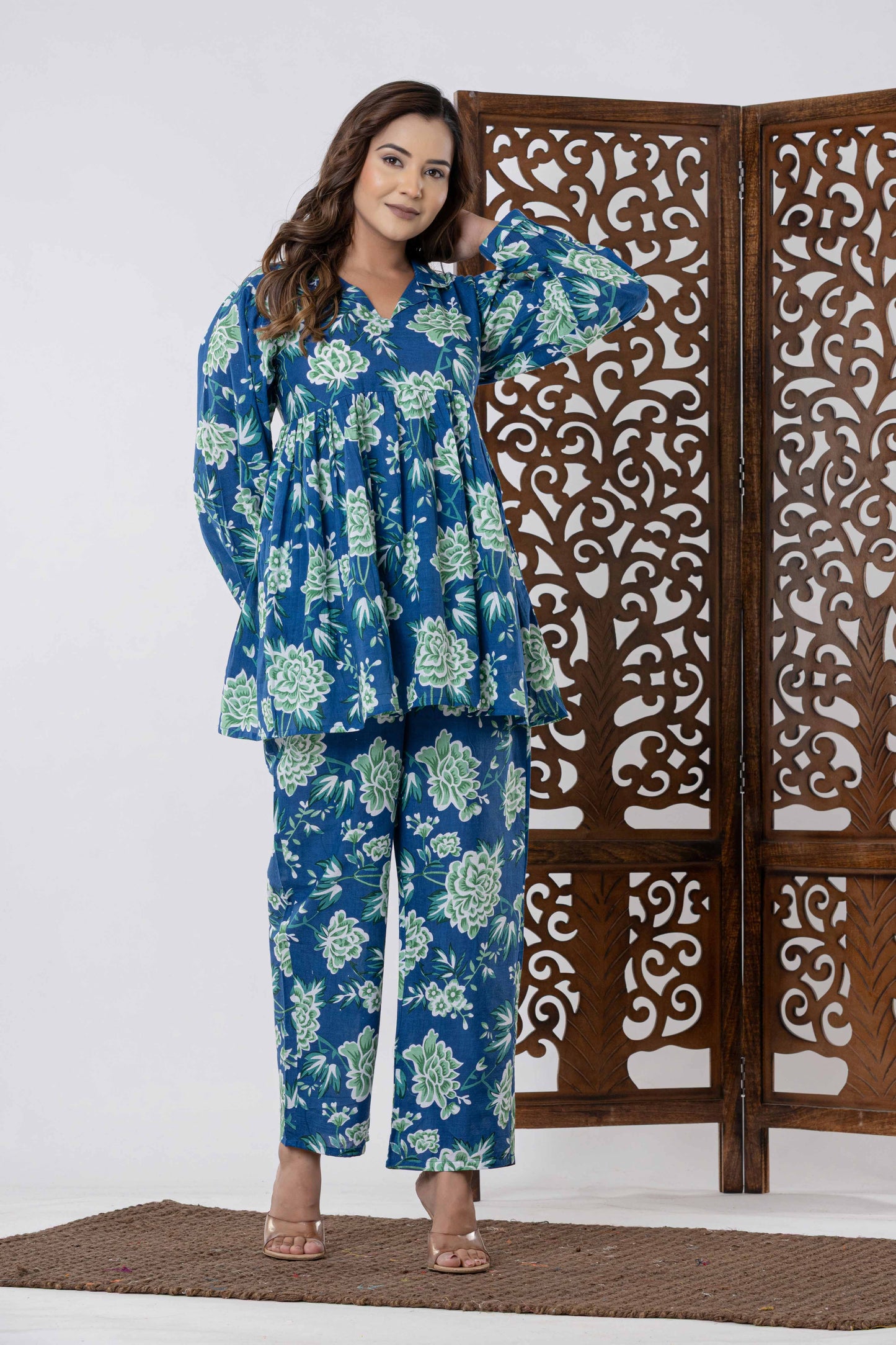 GulBloom Blossom Breeze Printed Cotton Co-Ord Set