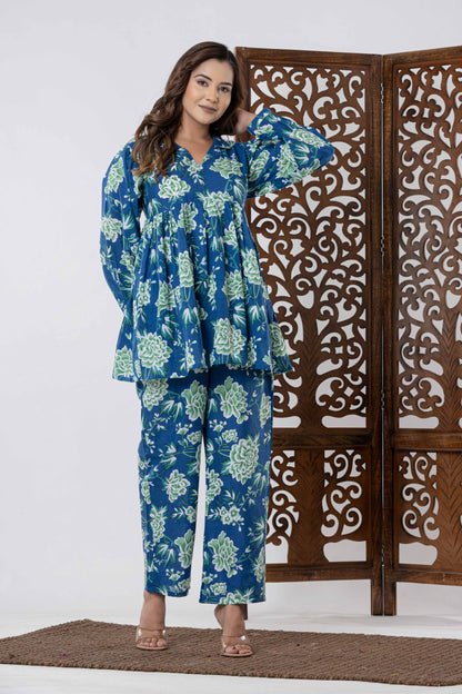 GulBloom Blossom Breeze Printed Cotton Co-Ord Set