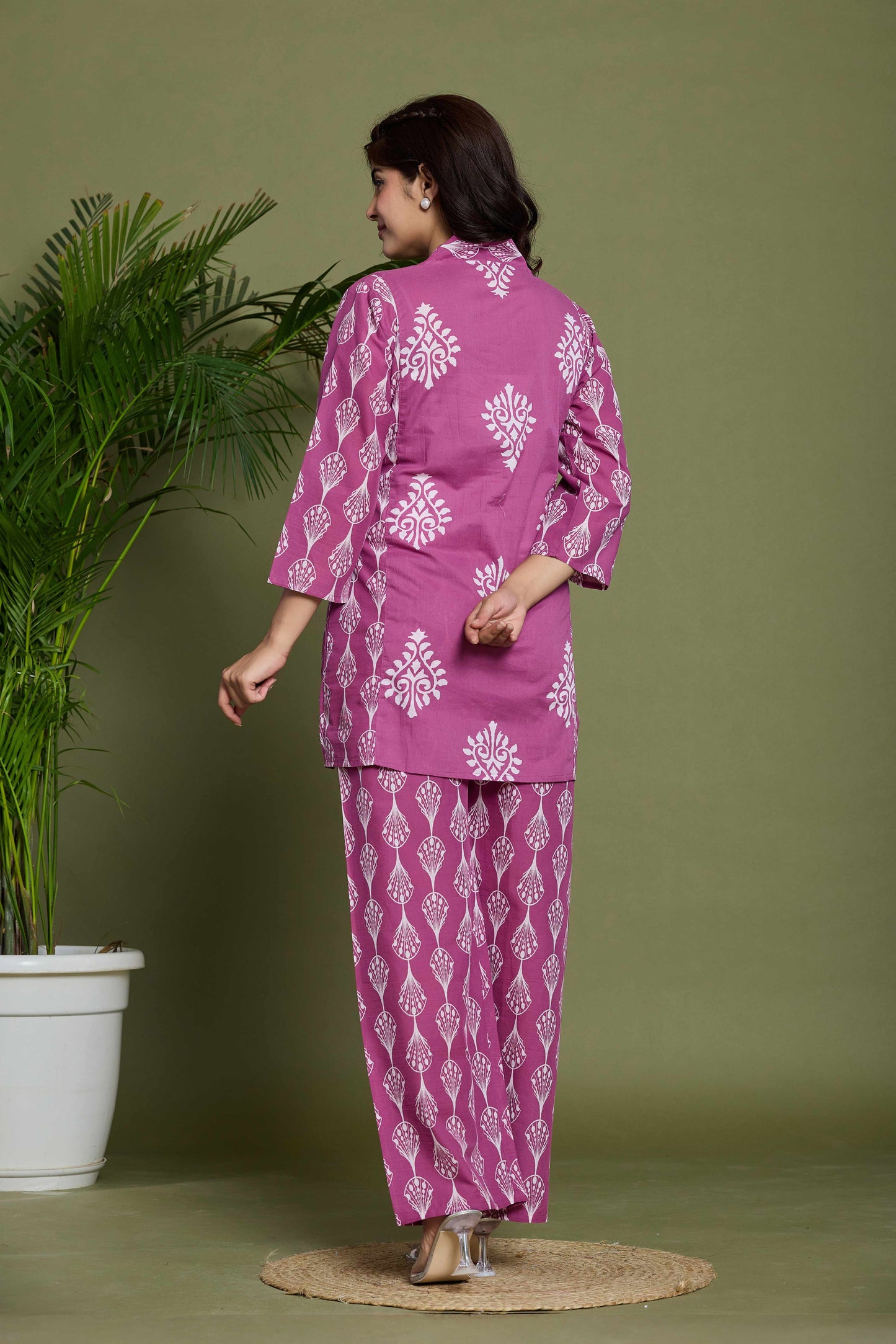 Noor Aura Rosewood Buta Printed Cotton Co-Ord Set