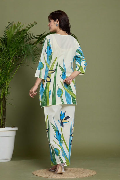 GulBloom Coastal Breeze Printed Cotton Co-Ord Set