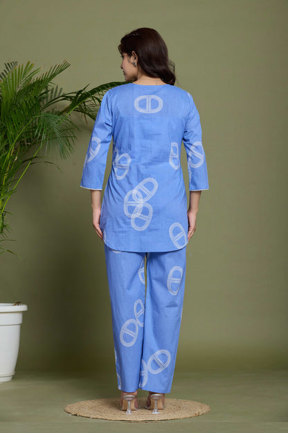 Noor Aura Sky Loop Printed Cotton Co-Ord Set