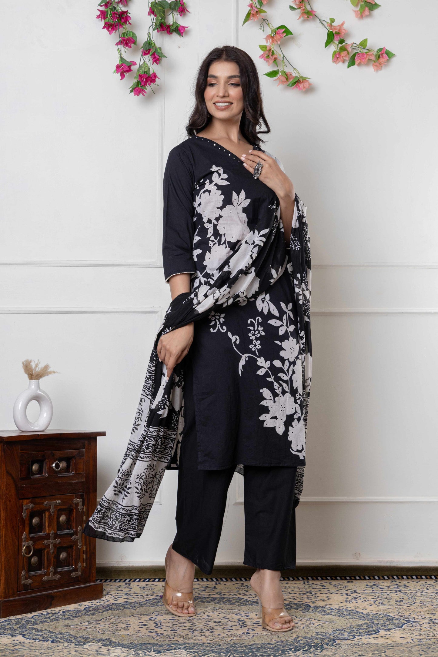 GulBloom Petal Grace Printed Cotton Kurta Set