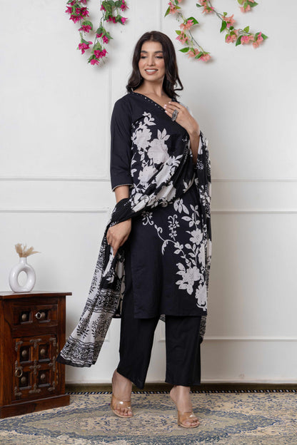 GulBloom Petal Grace Printed Cotton Kurta Set