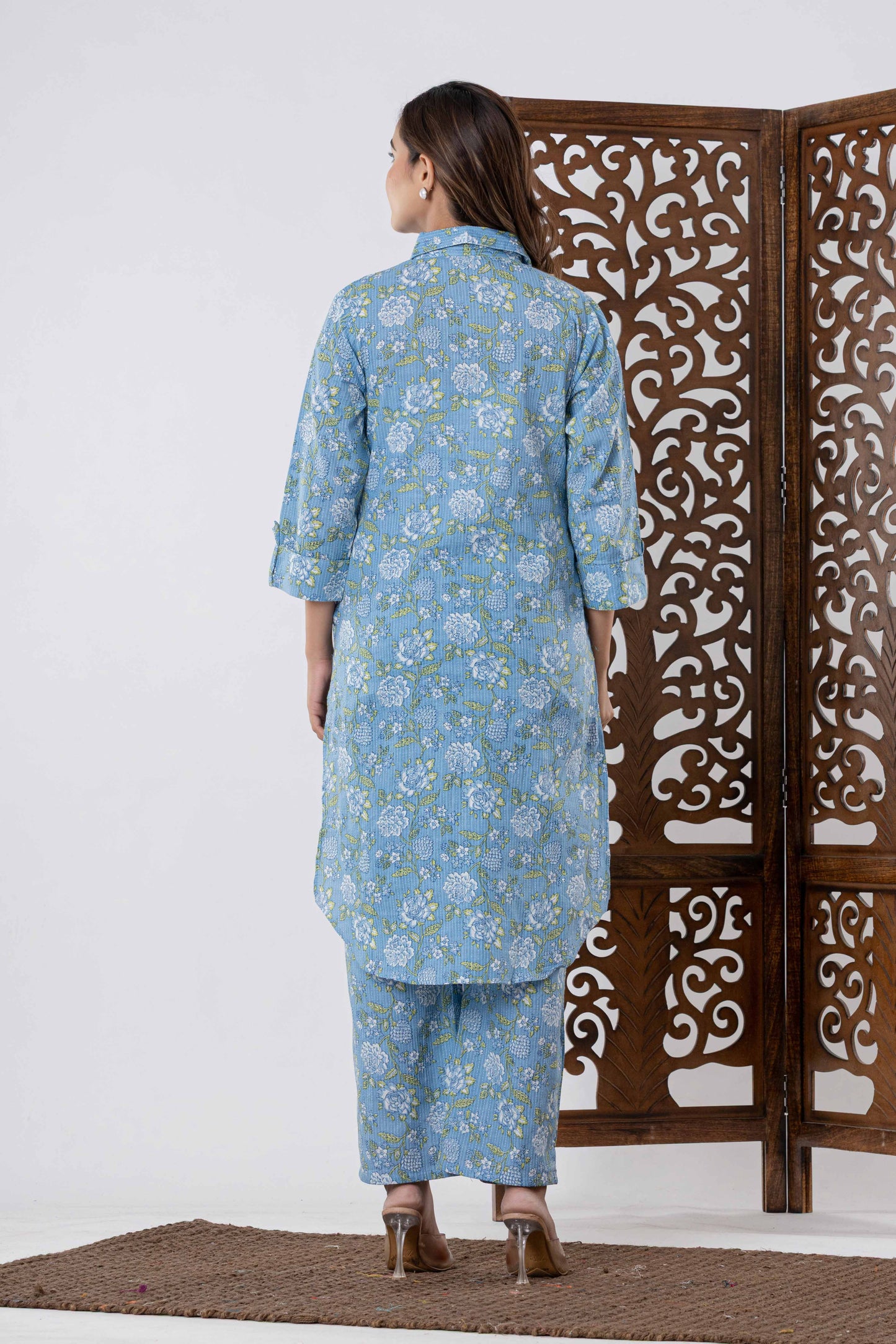 GulBloom Pastel Meadow Printed Cotton Co-Ord Set