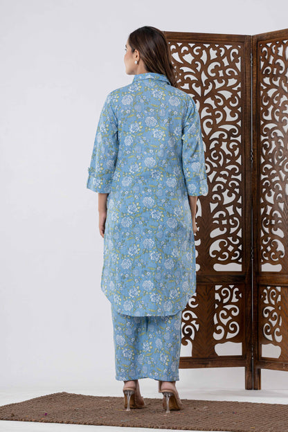 GulBloom Pastel Meadow Printed Cotton Co-Ord Set