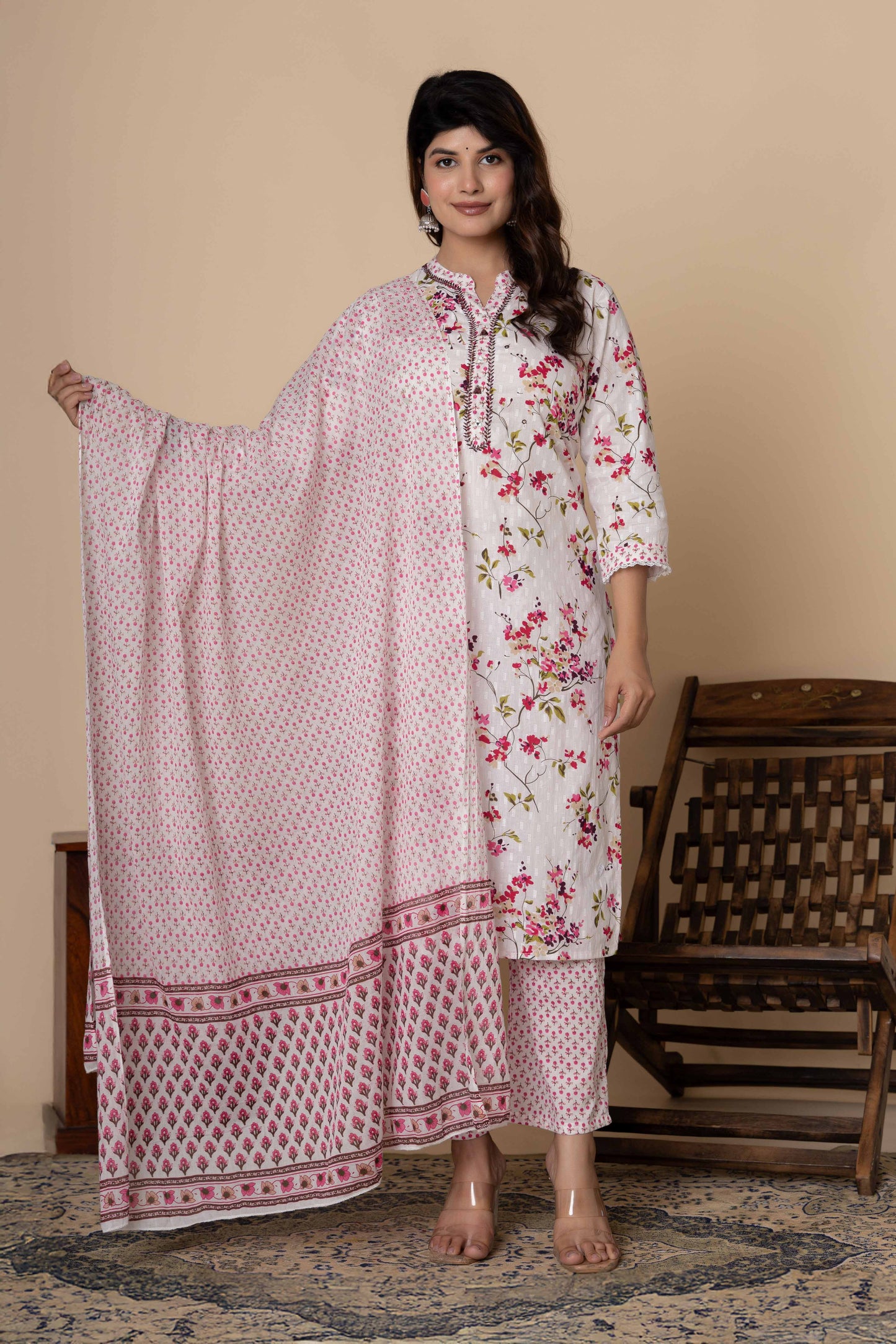GulBloom Petal Garden Printed Cotton Kurta Set