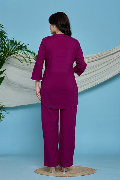 Rang Ease Wine Harmony Cotton Co-Ord Set