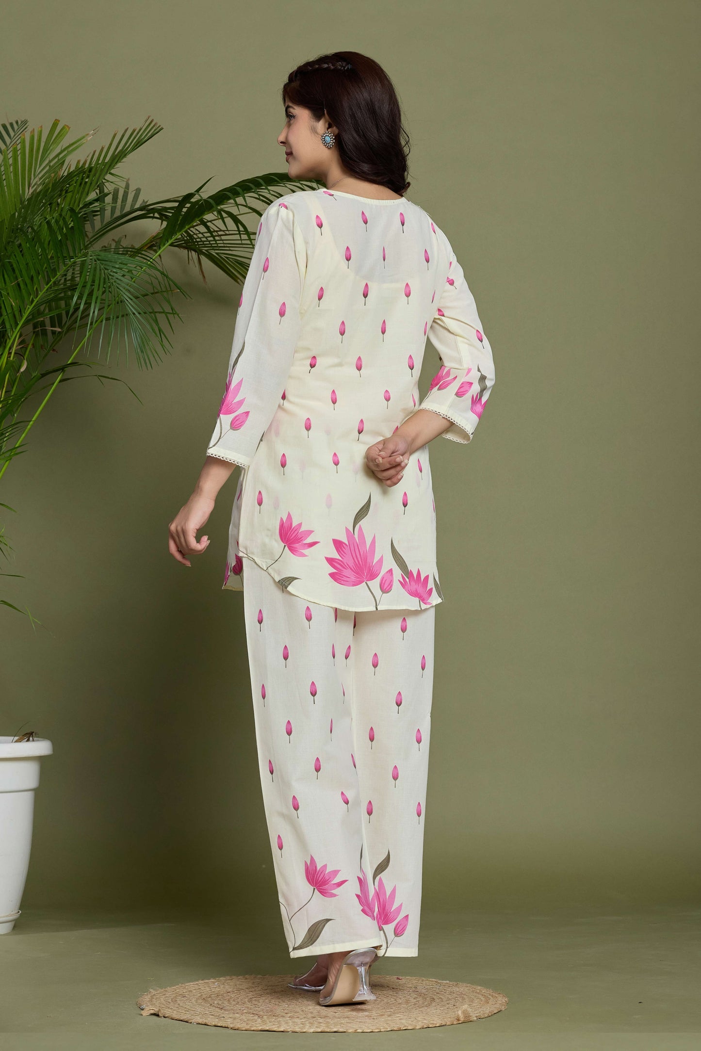 GulBloom Lotus Whisper Printed Cotton Co-Ord Set