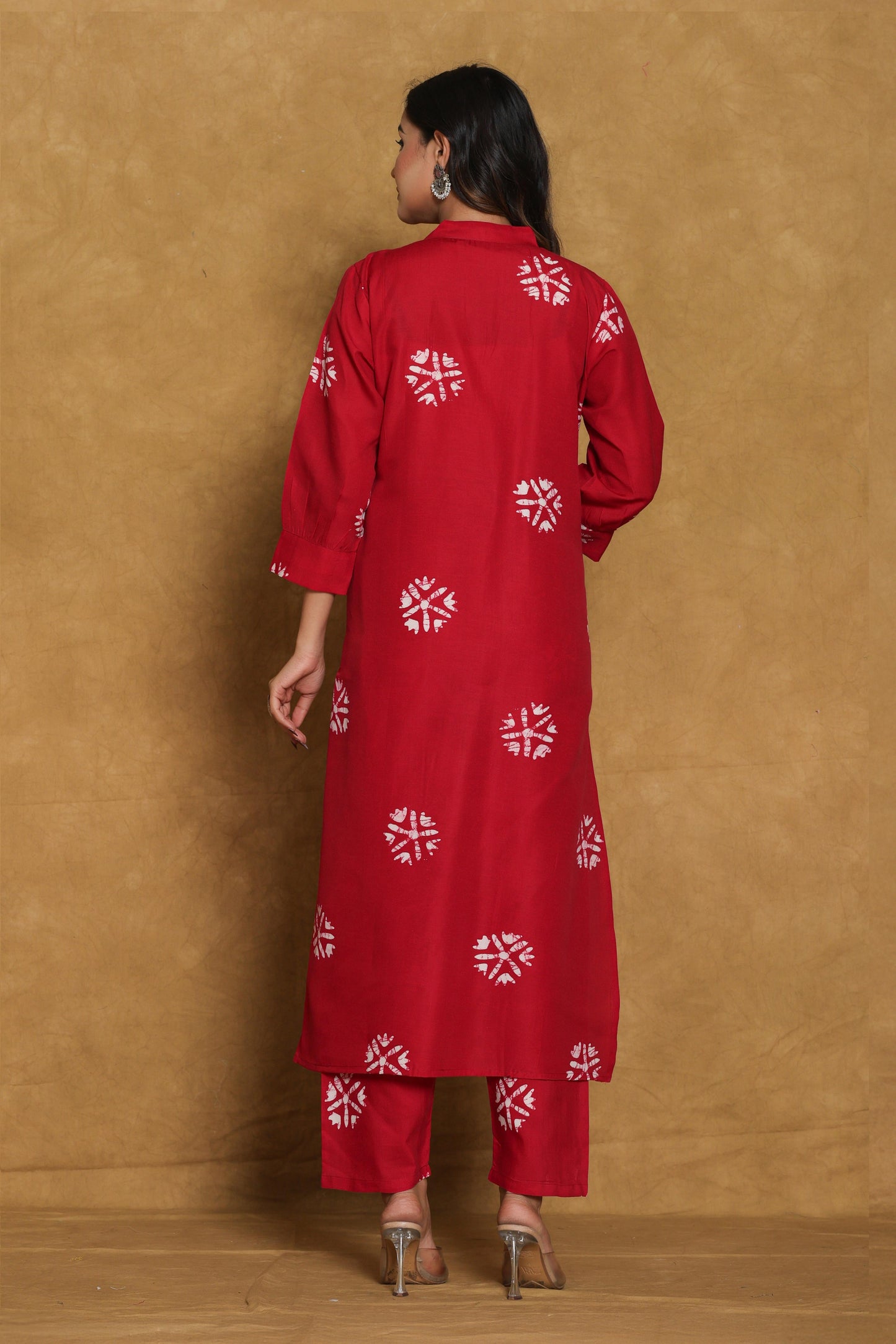 Noor Aura Crimson Motif Cotton Co-Ord Set