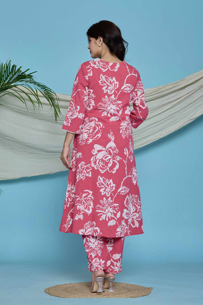 GulBloom Rose Garden Printed Cotton Co-Ord Set