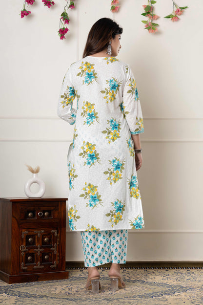 GulBloom Floral Charm Printed Cotton Kurta Set
