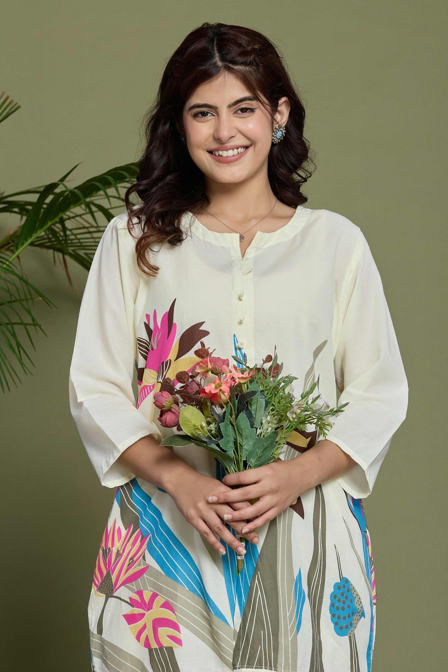 GulBloom Tropical Petal Printed Cotton Co-Ord Set