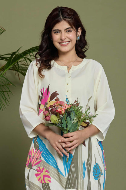 GulBloom Tropical Petal Printed Cotton Co-Ord Set