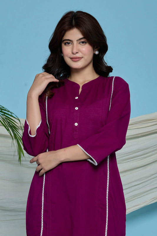 Rang Ease Wine Harmony Cotton Co-Ord Set