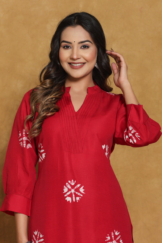 Noor Aura Crimson Motif Cotton Co-Ord Set