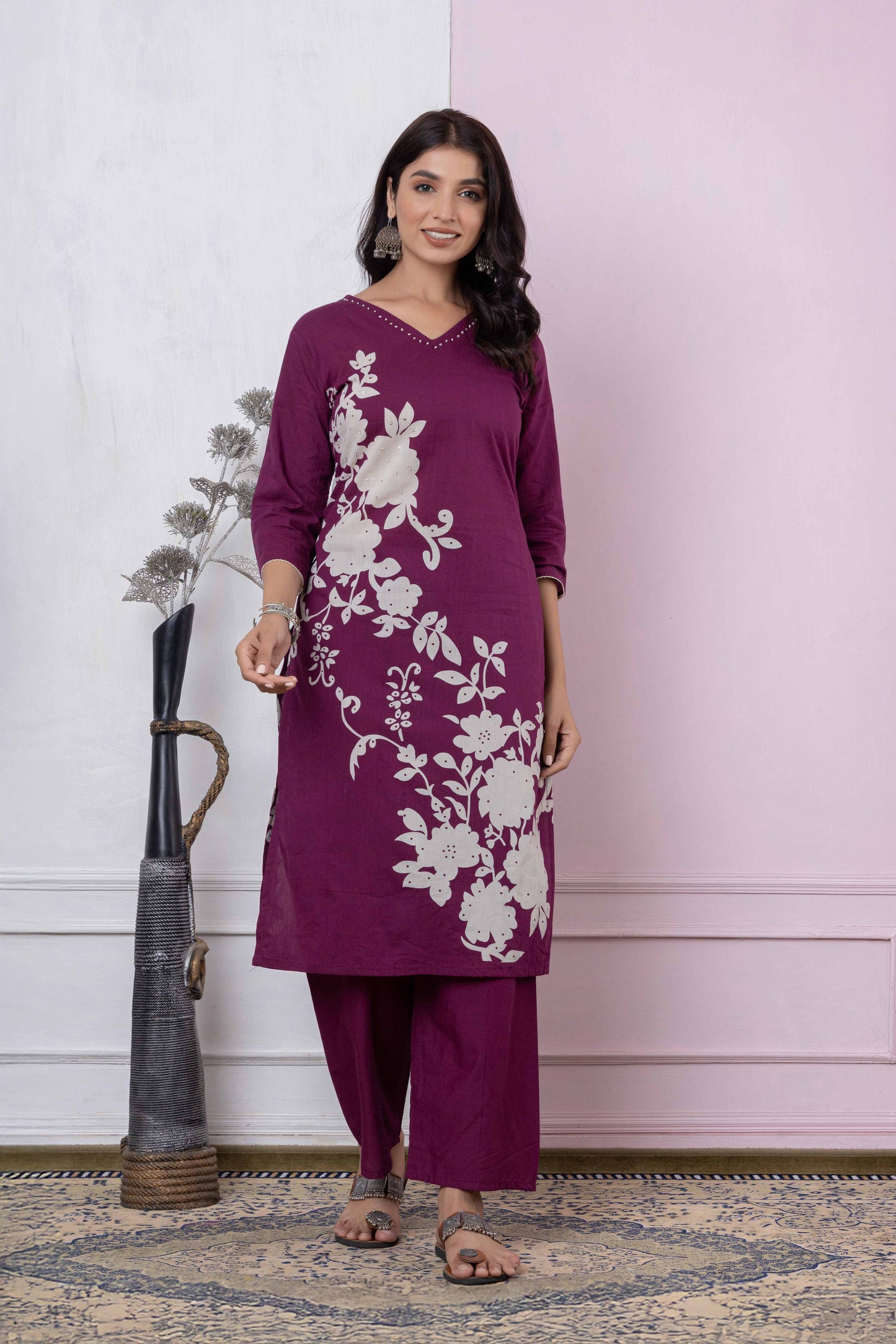 GulBloom Petal Grace Printed Cotton Kurta Set