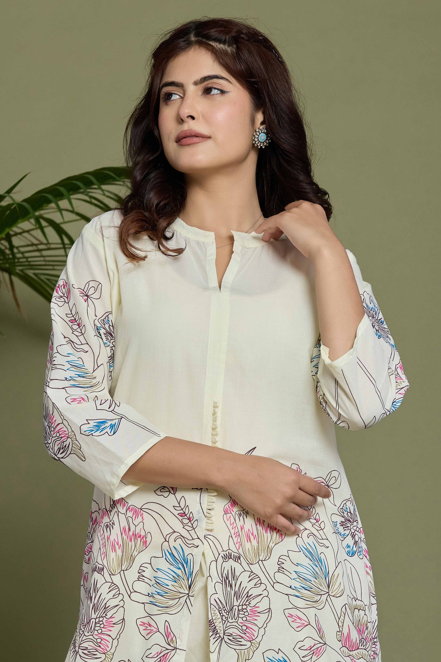 GulBloom Ivory Petal Bloom Printed Cotton Co-Ord Set