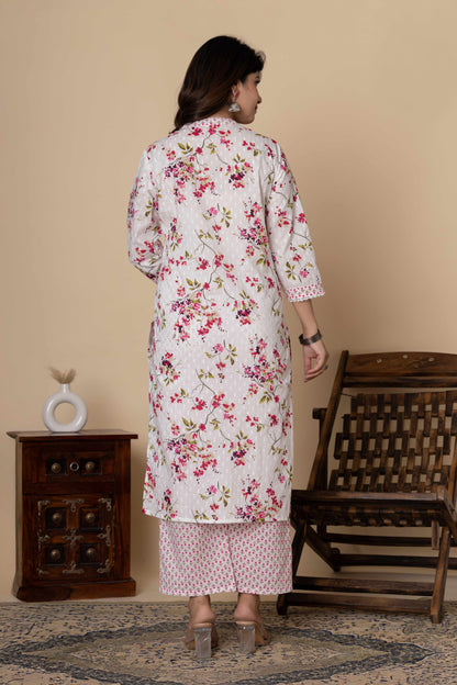 GulBloom Petal Garden Printed Cotton Kurta Set