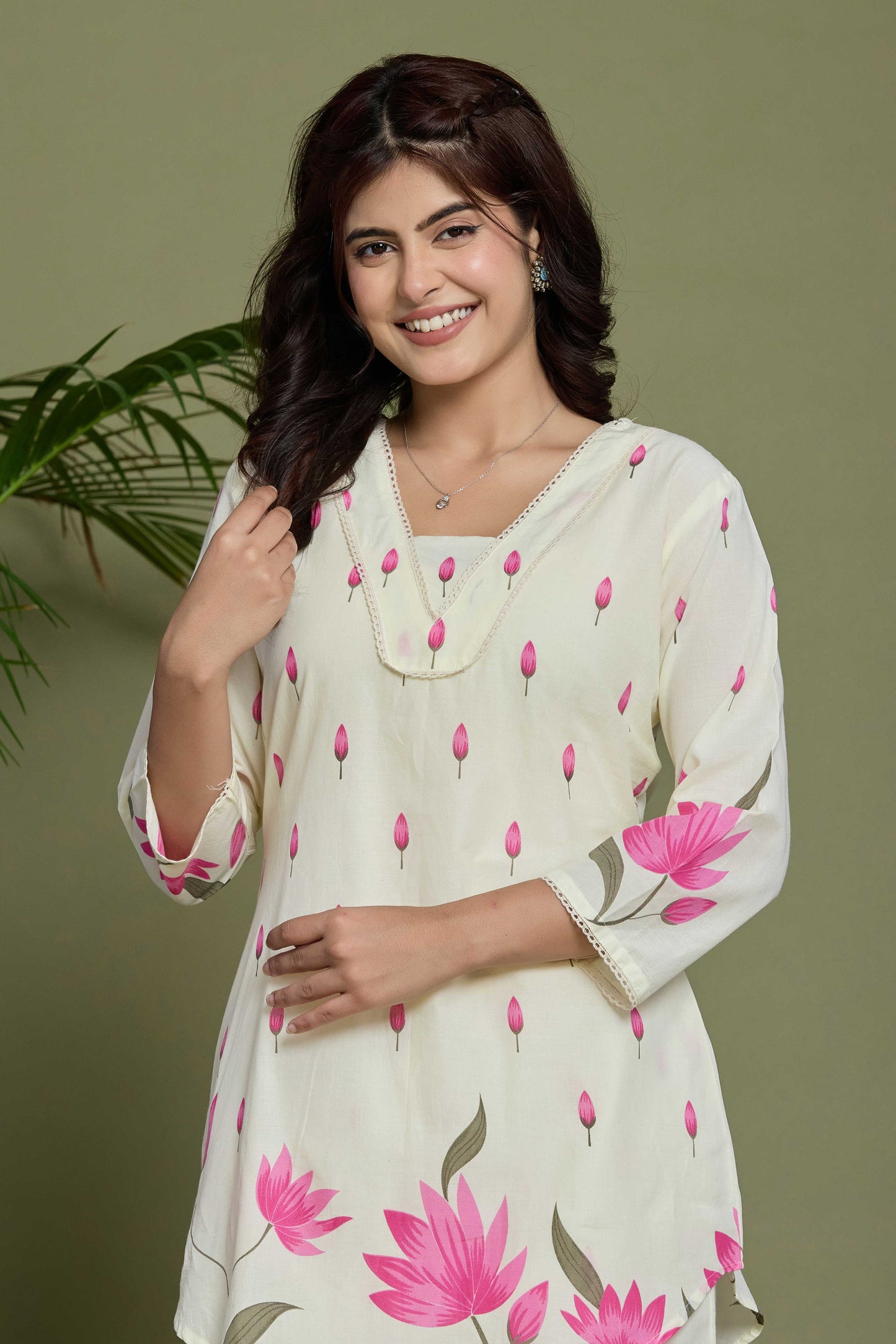 GulBloom Lotus Whisper Printed Cotton Co-Ord Set