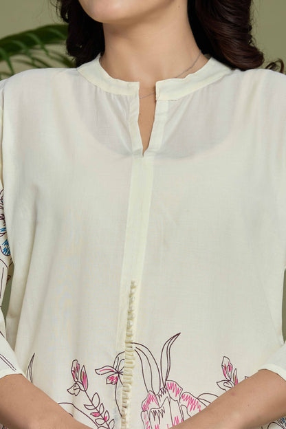 GulBloom Ivory Petal Bloom Printed Cotton Co-Ord Set