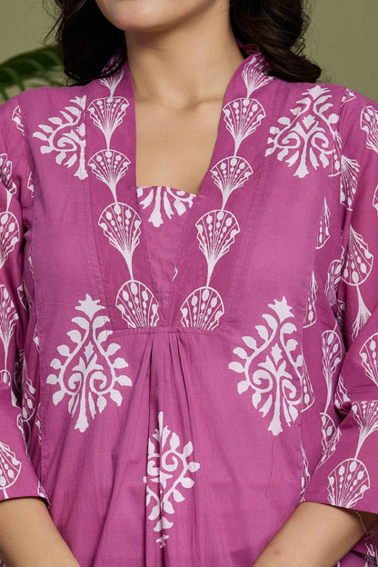 Noor Aura Rosewood Buta Printed Cotton Co-Ord Set