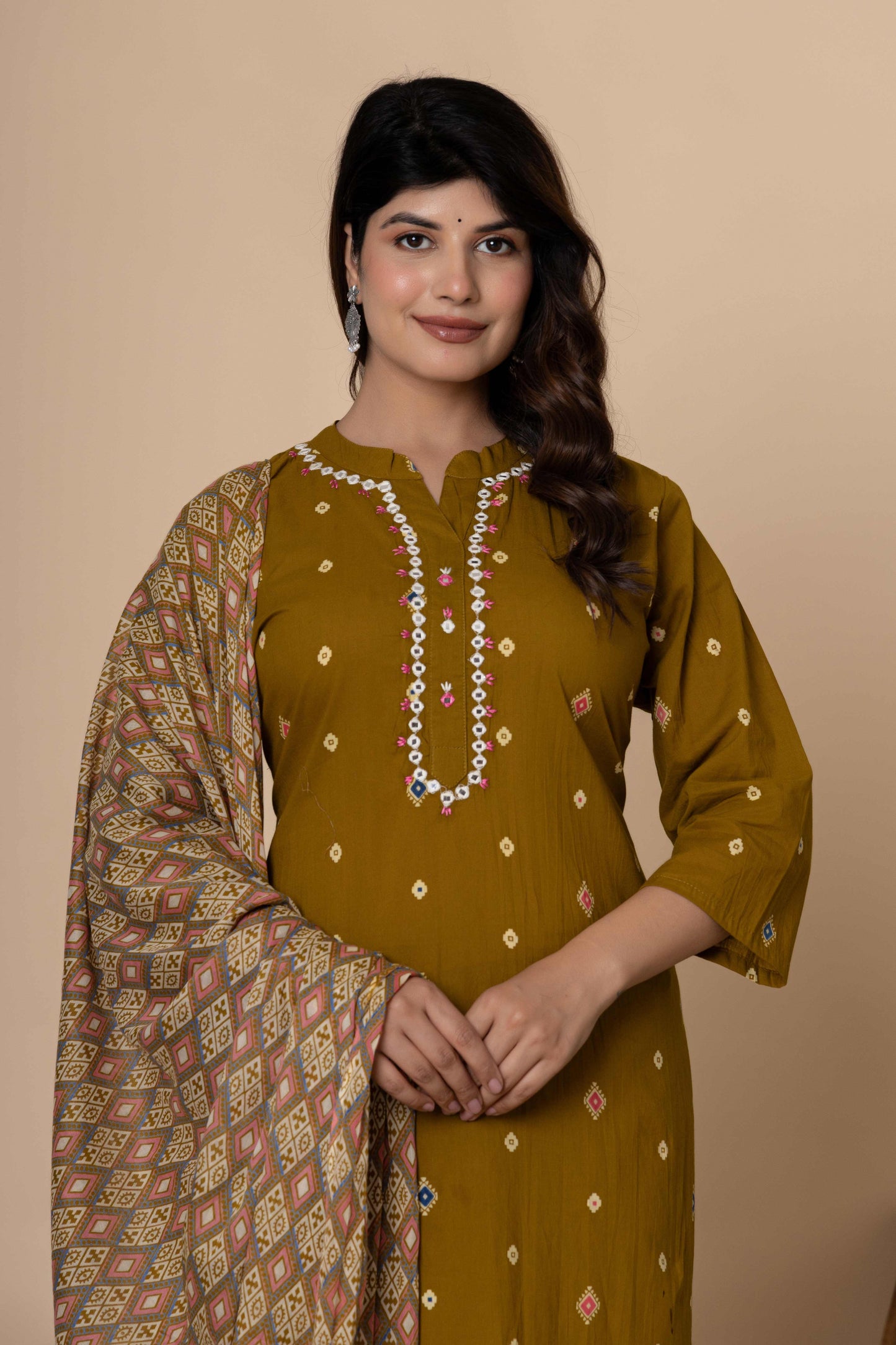 Noor Aura Ikat Fusion Printed Cotton Kurta Set
