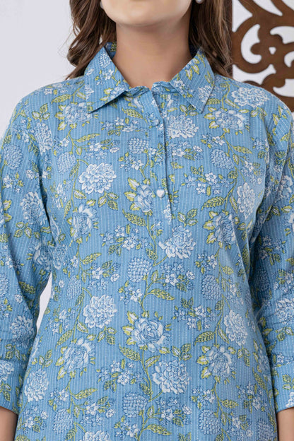 GulBloom Pastel Meadow Printed Cotton Co-Ord Set